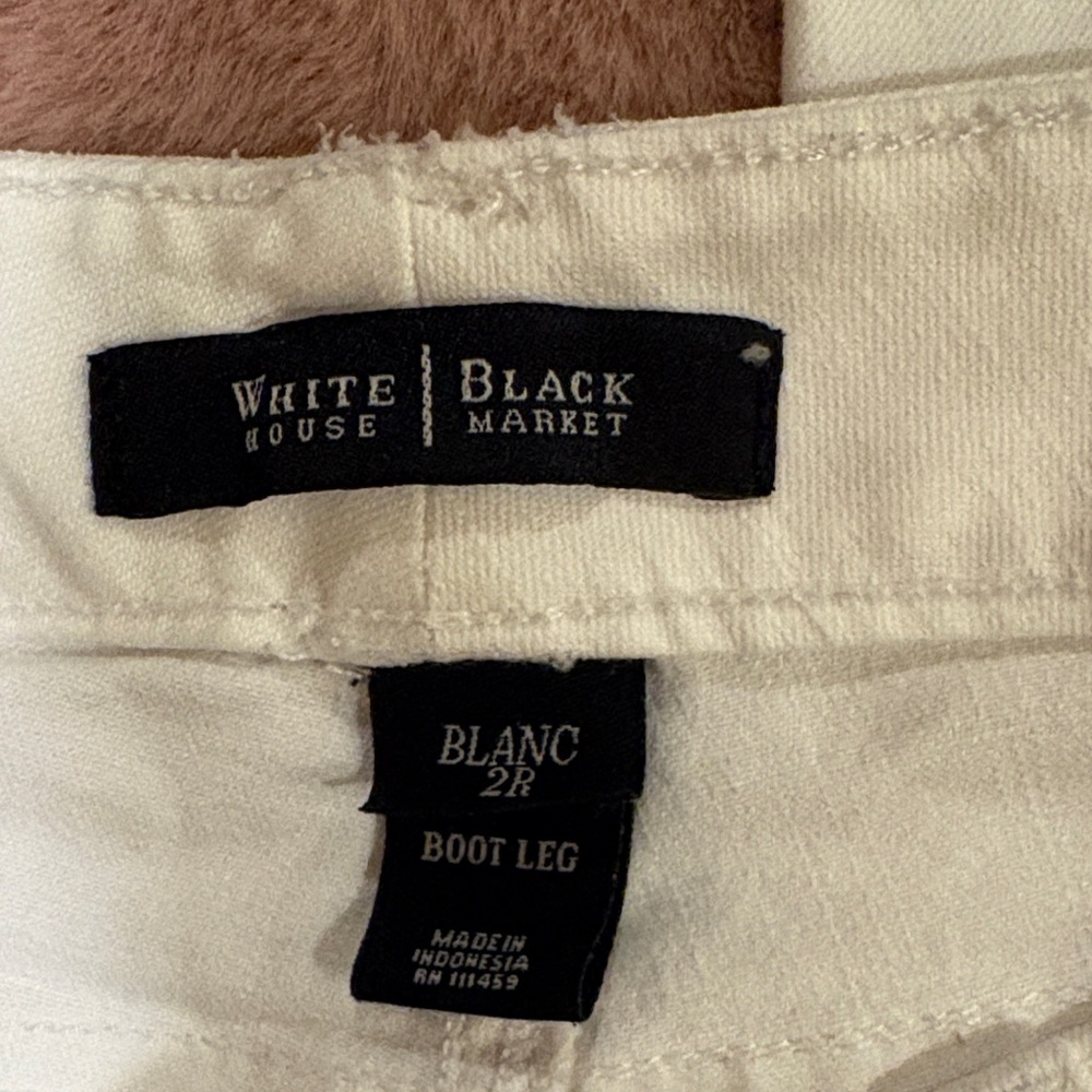 White House Black Market Women's White Wide Leg Jeans - Picture 4 of 5